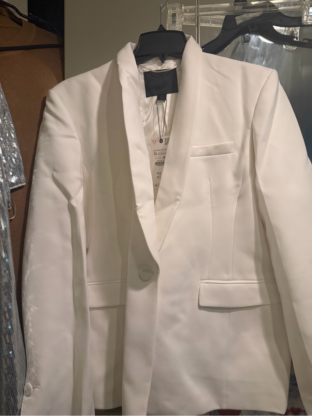 Zara Women's White Shawl Collar Single-Button Blazer